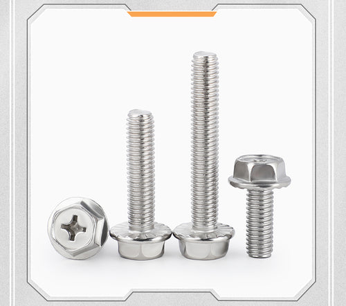 Cross recessed hex flange machine screw